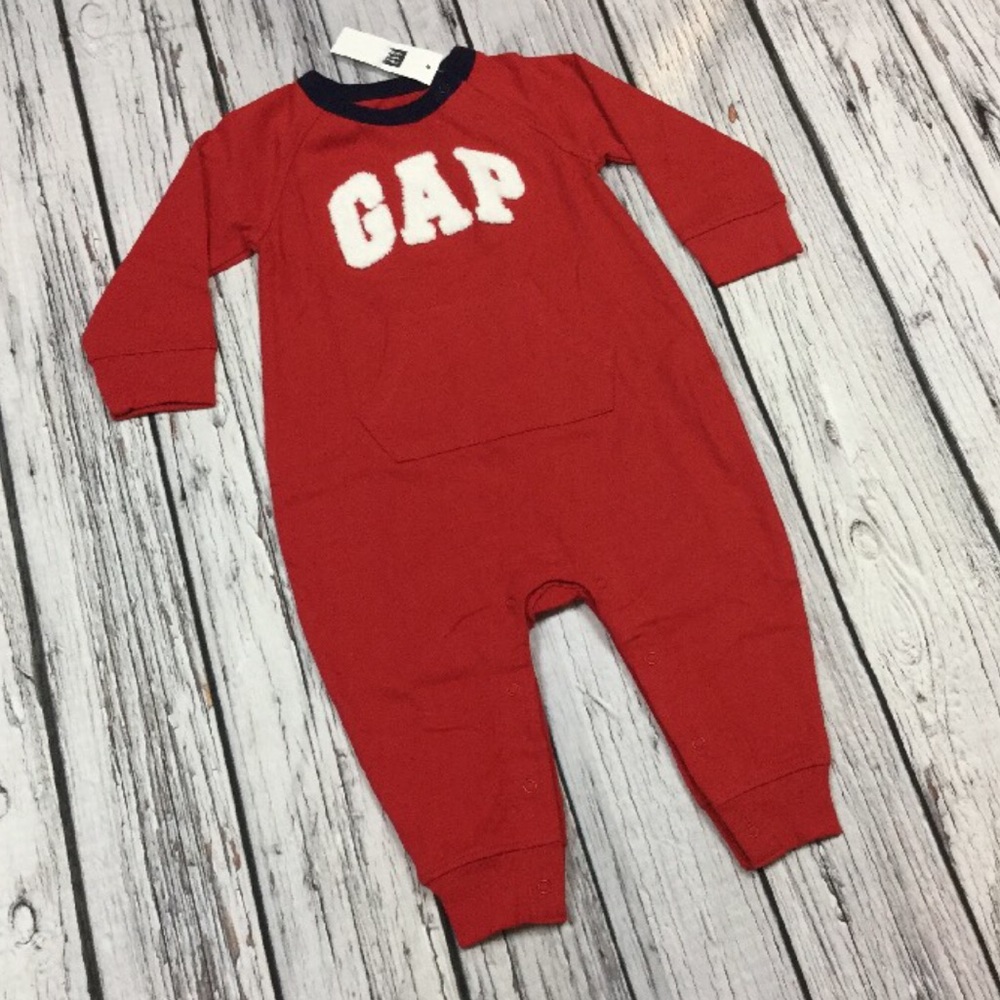Gap Boys 6-12 Month Red Logo Romper - Picture 6 of 7